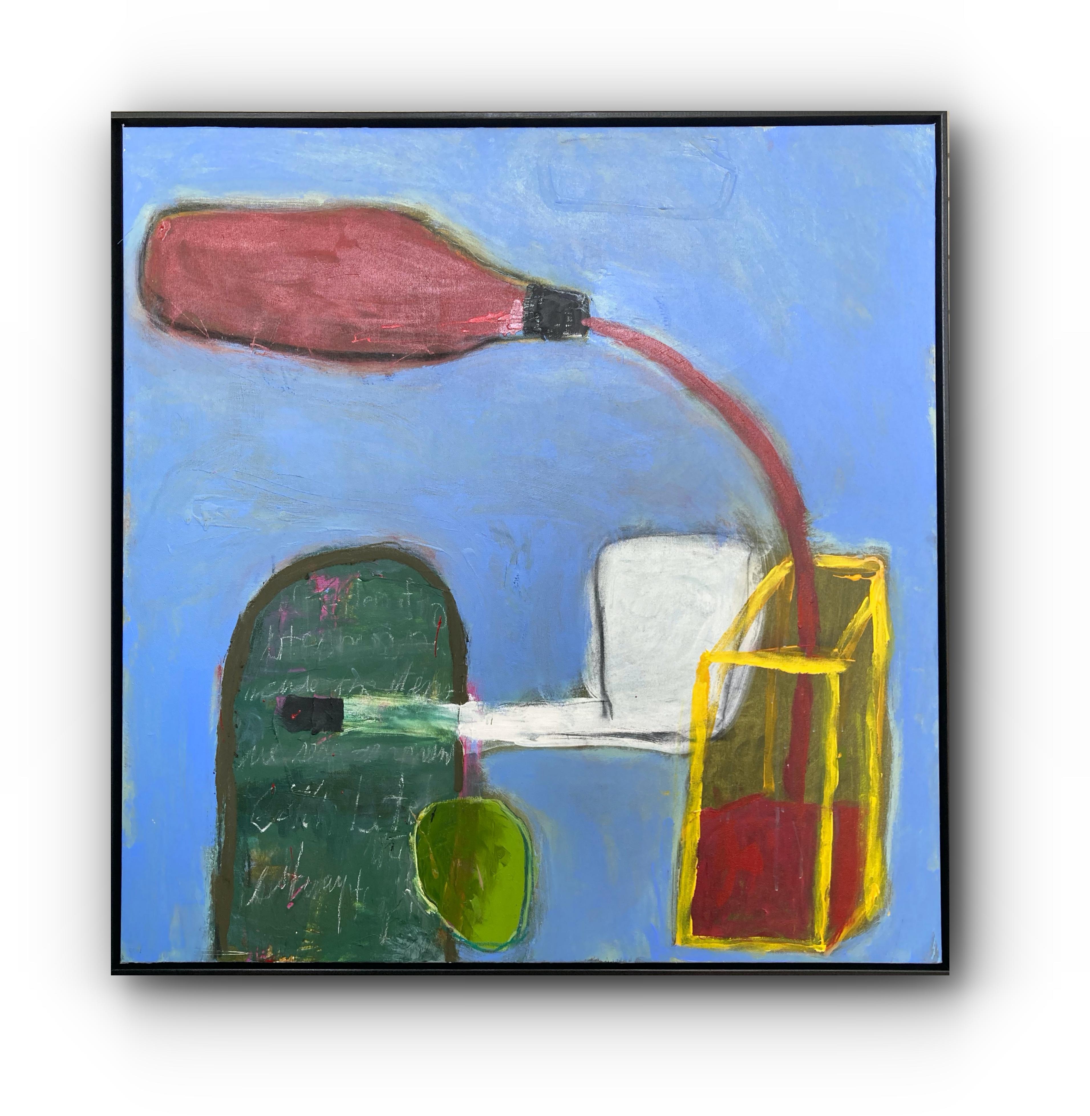 Conversaciones que no recuerdo (Cuadro abstracto contemporáneo grande, enmarcado)