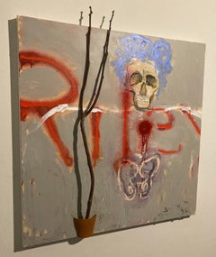 Riley (Pintura contemporánea grande de técnica mixta)