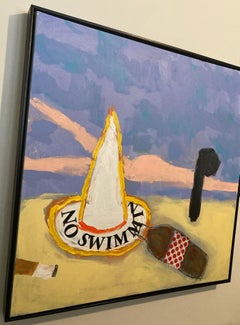 Swimmer (Framed Contemporary Multimedia Abstract Painting)