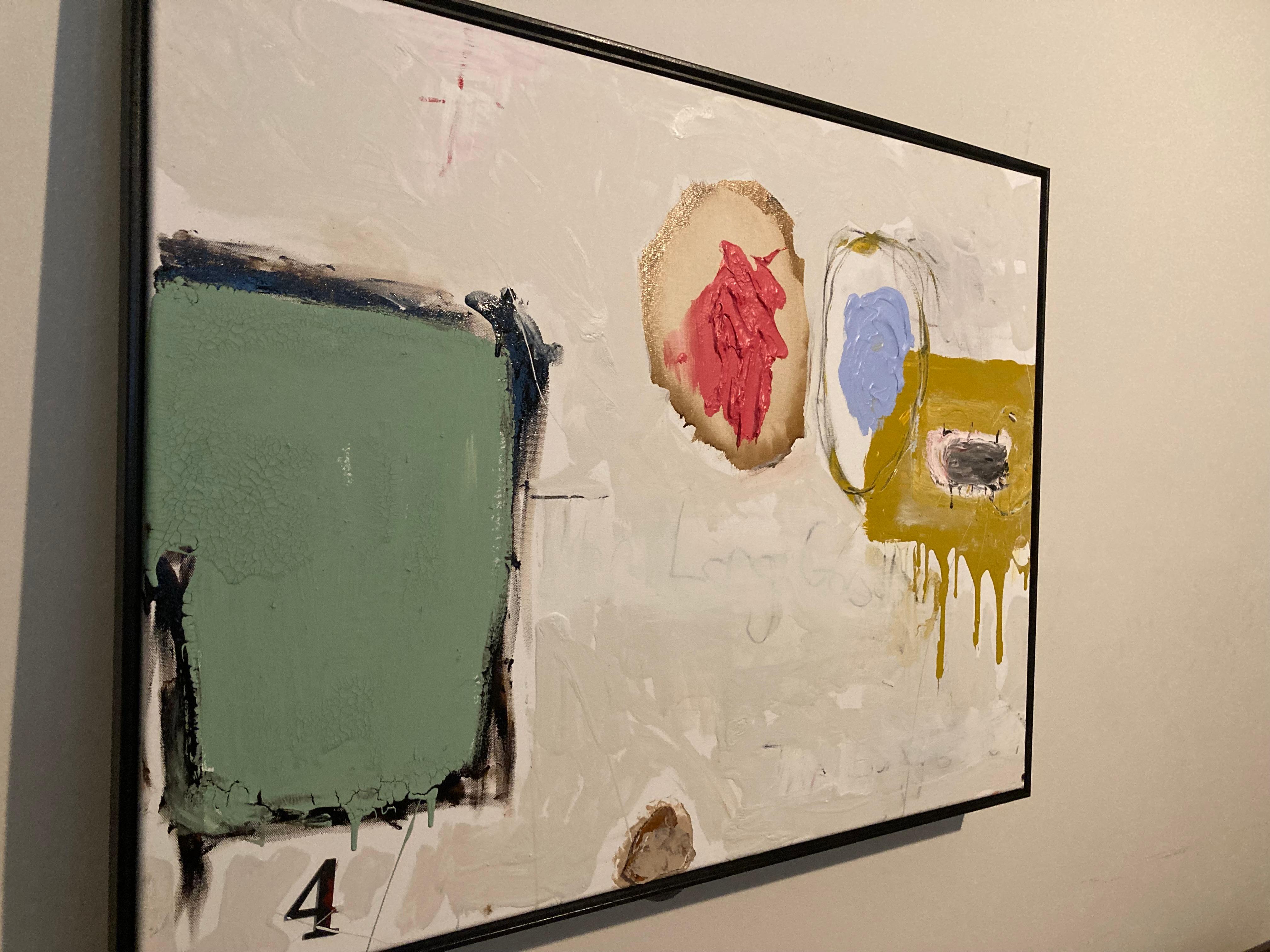 Il lungo addio (quadro contemporaneo di grandi dimensioni, con cornice) - Painting di Guy Lyman