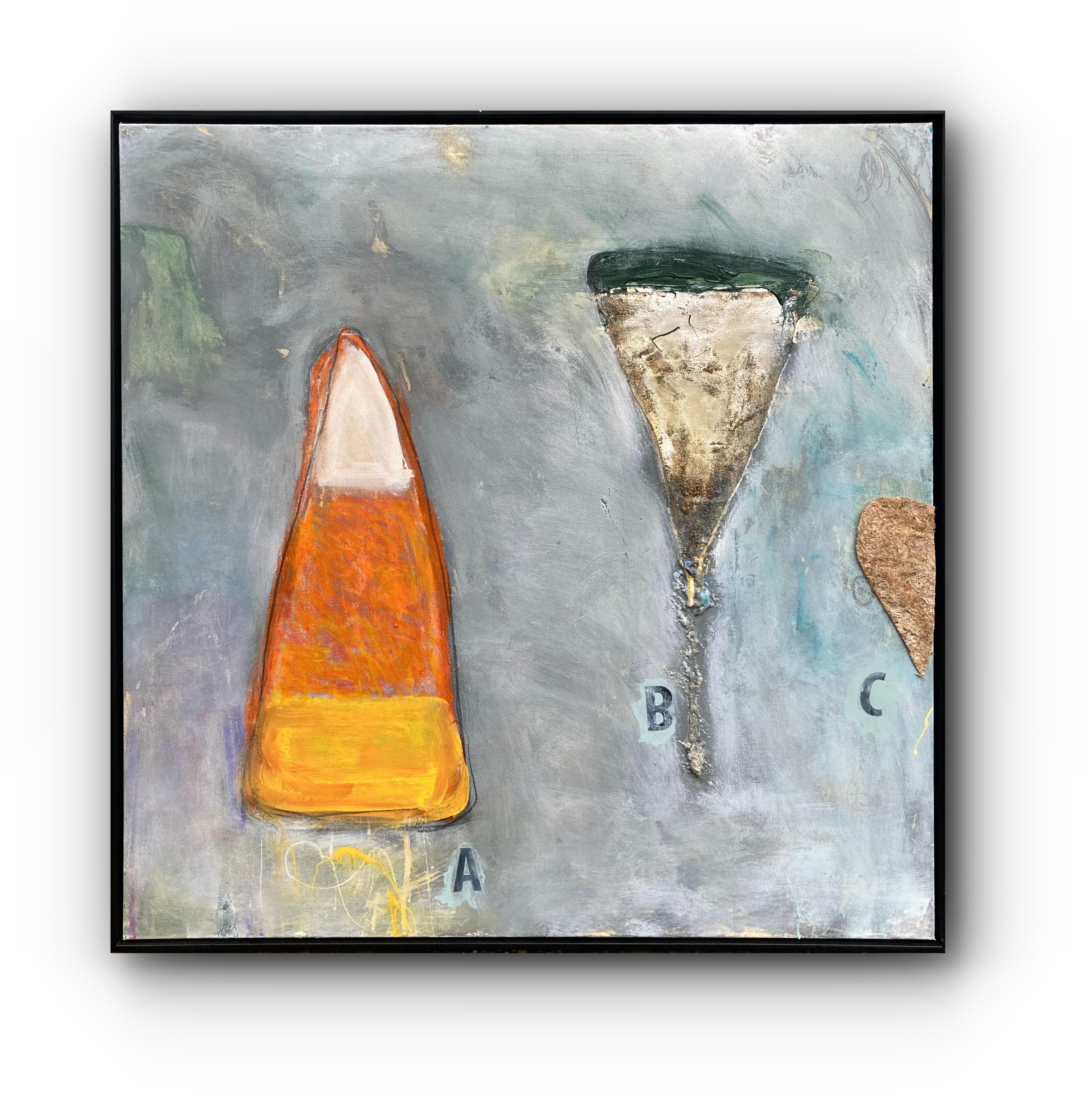 Guy Lyman Abstract Painting – The Philosopher klassifiziert Candy Corn (Groß)