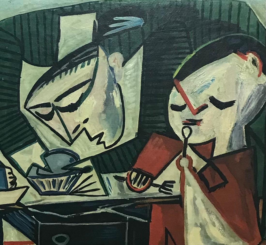 The dinner - Cubist Painting by Guy Mérat