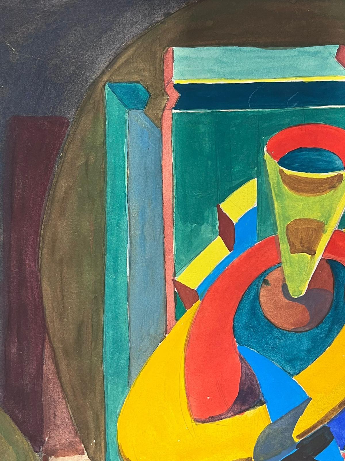 Französische abstrakte Komposition, Gemälde in erstaunlichen leuchtenden Farben, 1970er Jahre (Moderne), Painting, von Guy Nicod
