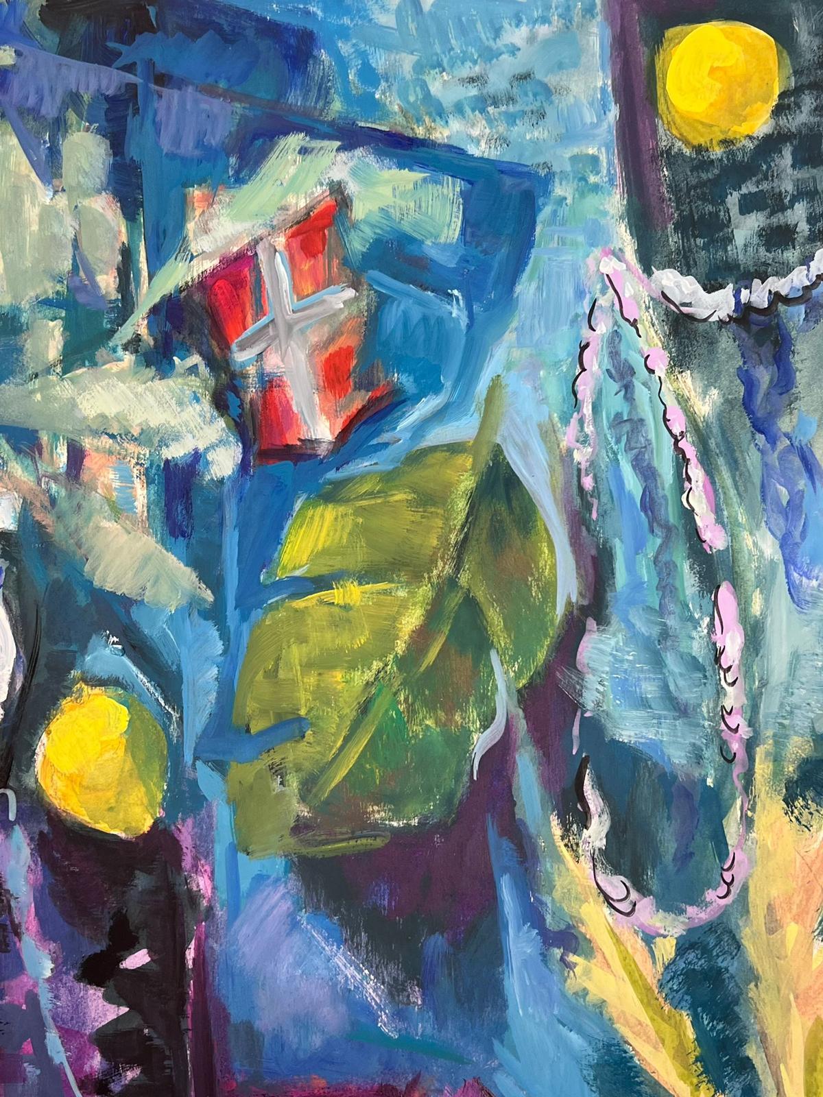 20. Jahrhundert Französisch Abstrakt Stillleben Modernist Stil Erstaunlich Farben (Moderne), Painting, von Guy Nicod