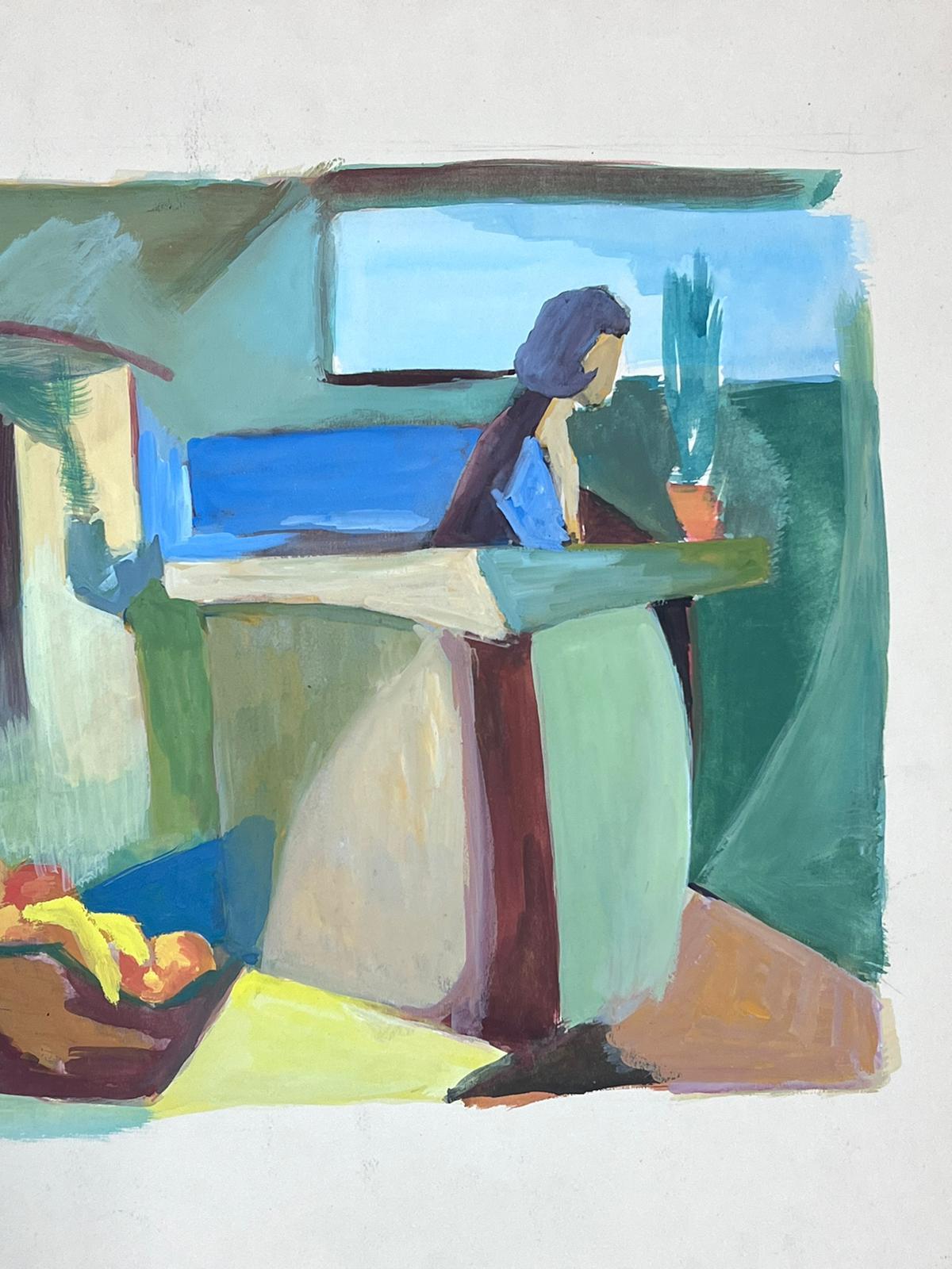 Das Cafe Interieur
von Guy Nicod
(Französisch 1923 - 2021)
Gouache auf Künstlerpapier, ungerahmt
Gemälde : 20 x 26 Zoll
Herkunft: Künstlernachlass, Frankreich
Zustand: sehr guter und gesunder Zustand