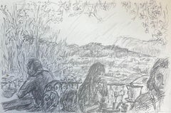 20th Century French Modernist Painting Figures At The Outdoor Bar