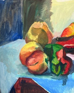 Pintura modernista francesa del siglo XX Bodegón con mesa de pimientos