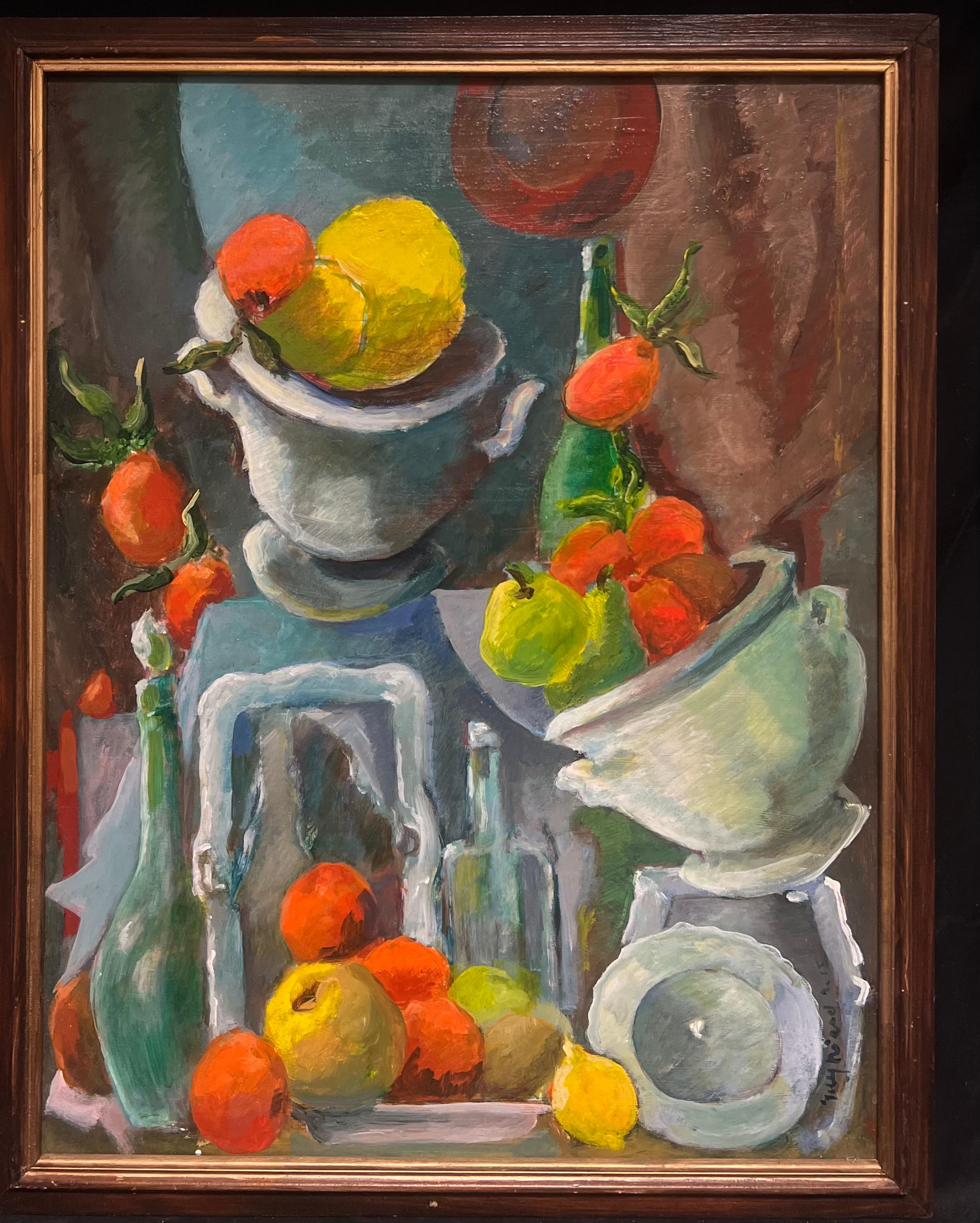 20th Century French Modernist Still Life of Oranges & Lemons Fruit Oil Painting For Sale 1