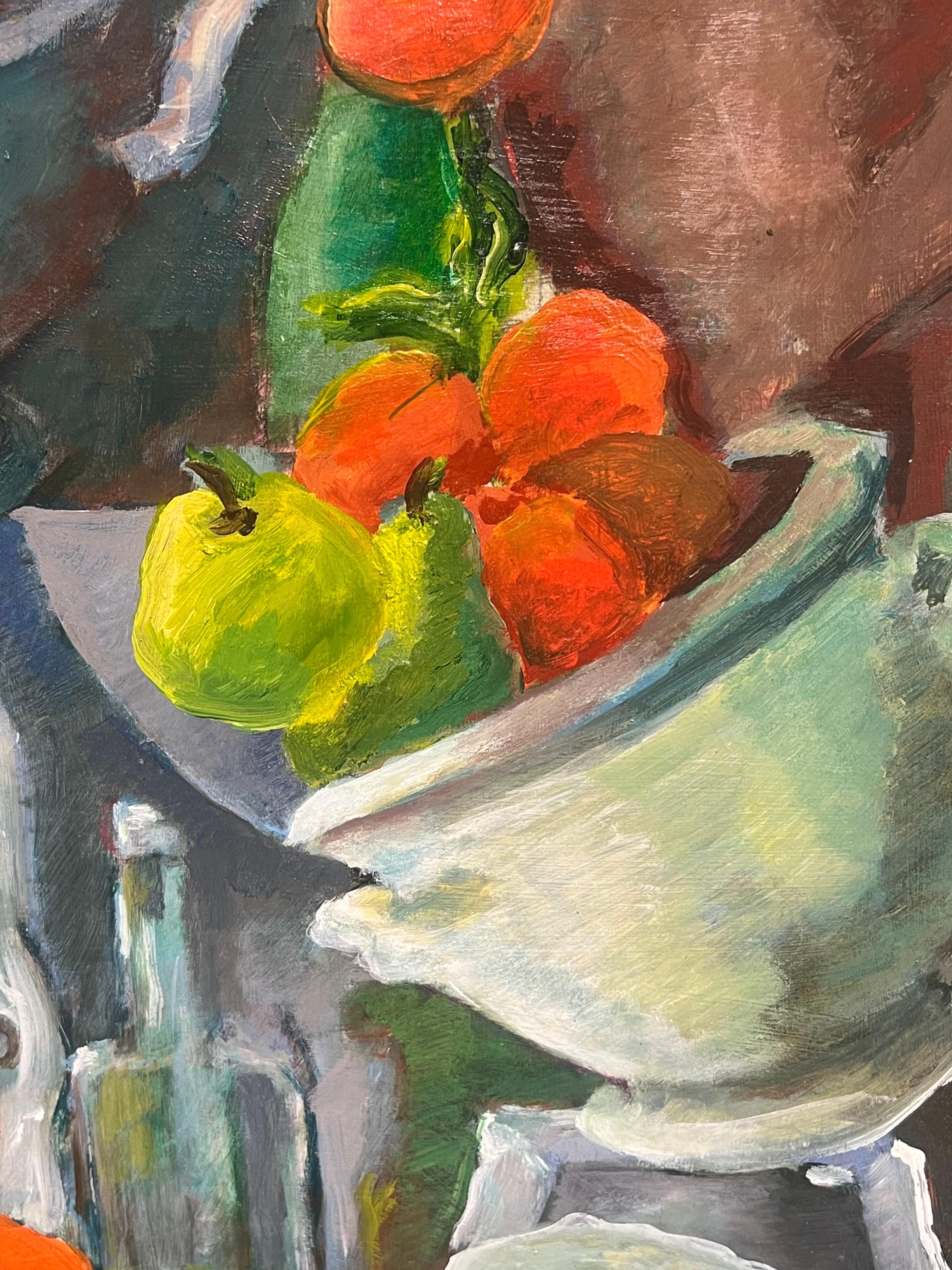 20th Century French Modernist Still Life of Oranges & Lemons Fruit Oil Painting For Sale 3