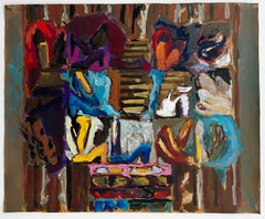 Abstract Interior with Womens Shoes Colourful French Modernist Gouache Painting