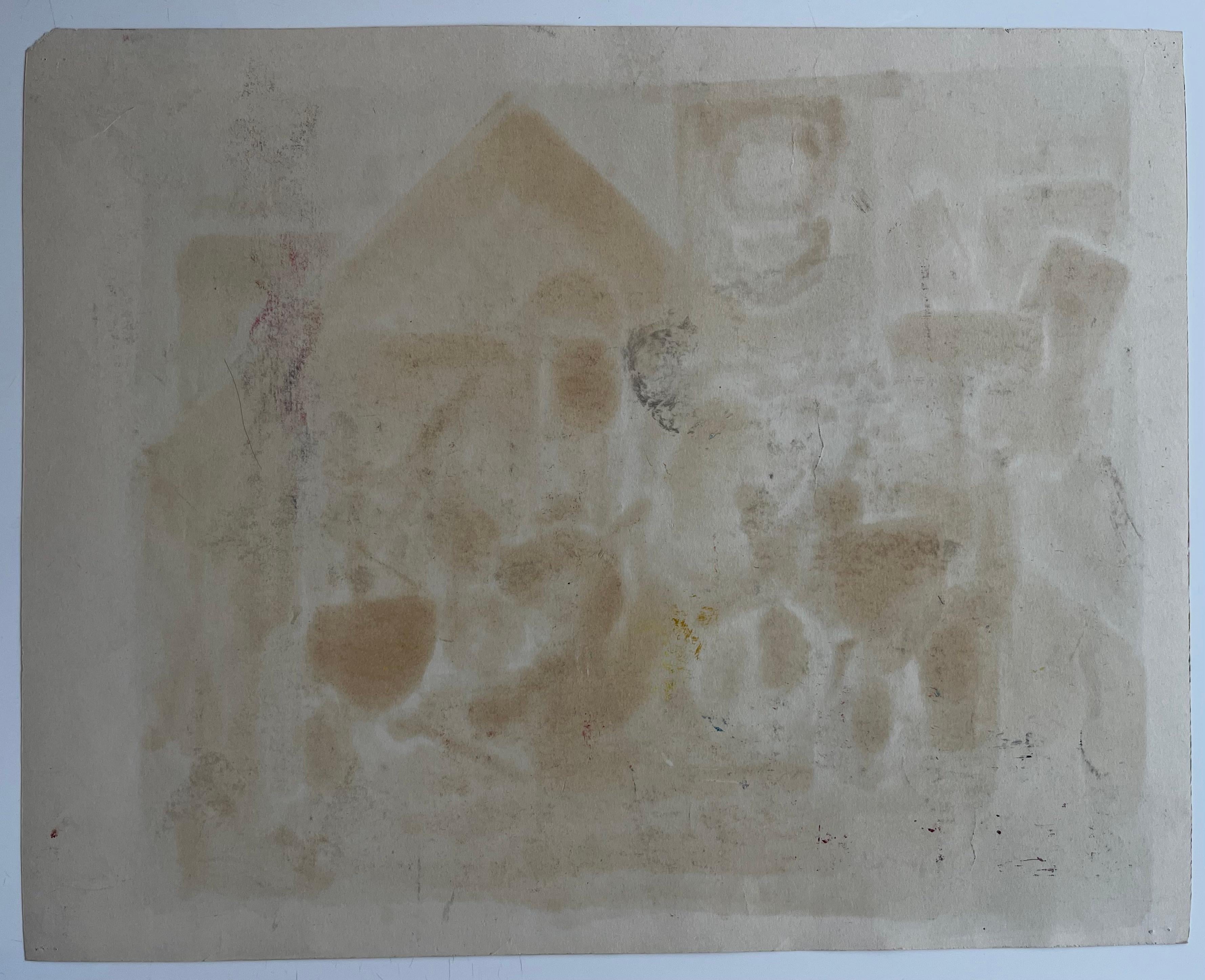 Abstraktes Stillleben mit Blumen Zitronen Krug Tasse und Cloche Modernist Gouache im Angebot 3