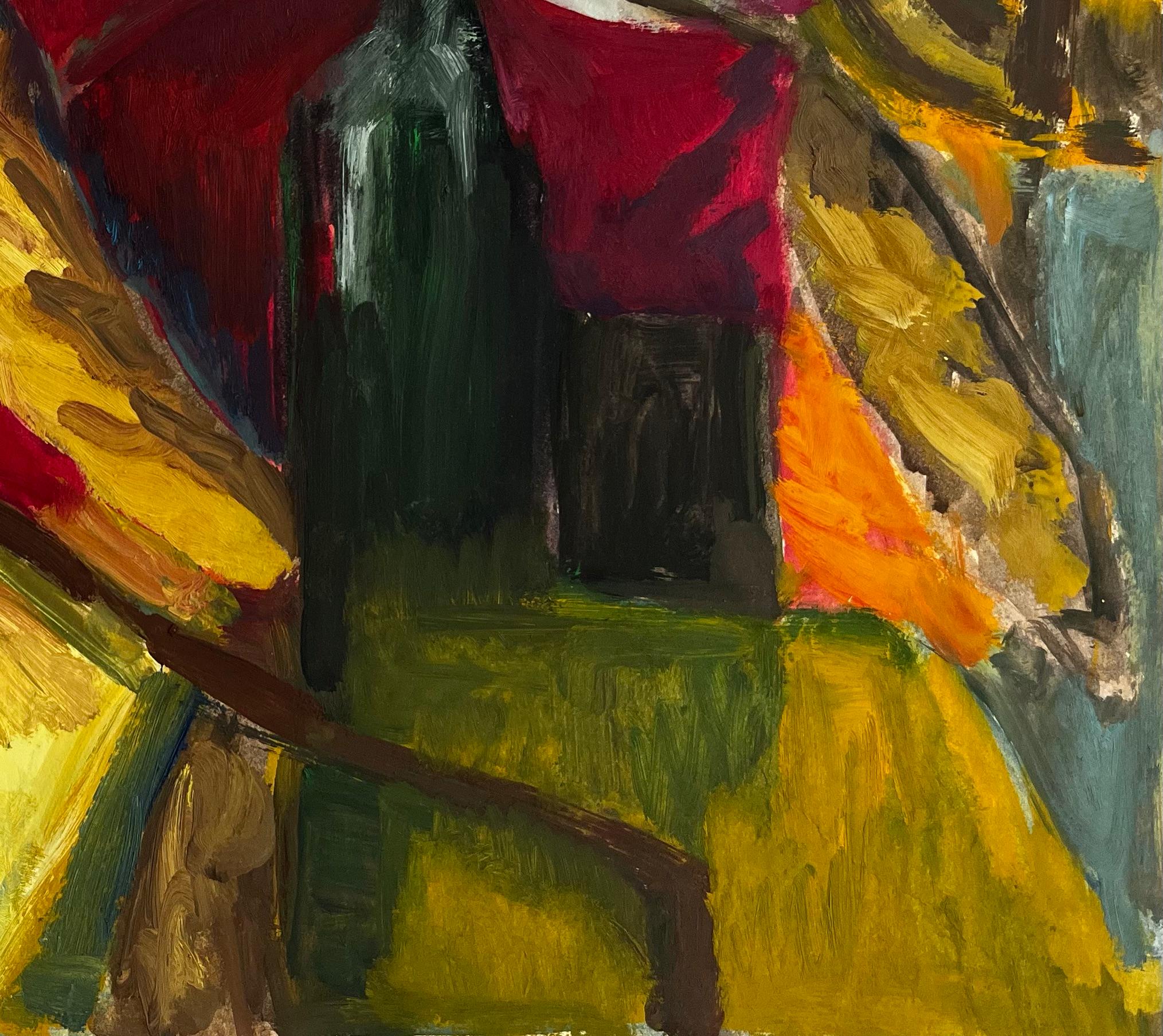 Title: Abstract Still Life with Green Bottle Draped Fabrics Fruit Forms Modernist
Guy Nicod (French 1923 - 2021) 
Gouache on artist paper, unframed
Size: 14.75 x 19.25 inches (height x width)
Provenance: Artists estate, France
Condition: Good