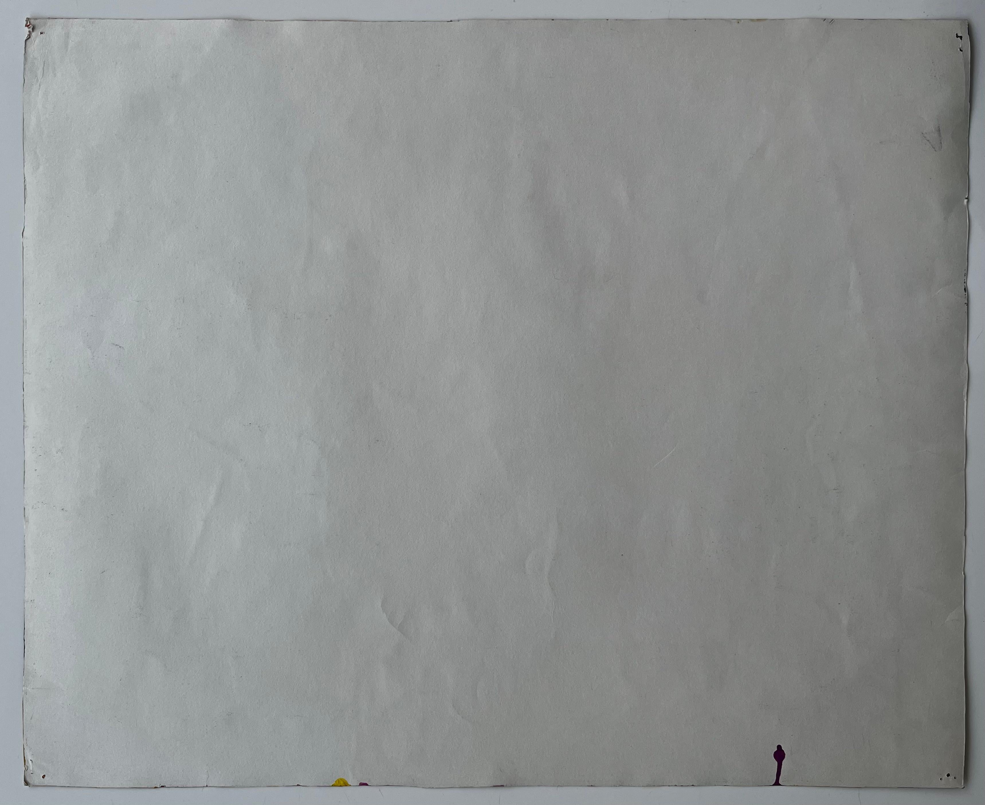 Nature morte abstraite aux tournesols Peinture gouache moderniste française en vente 3