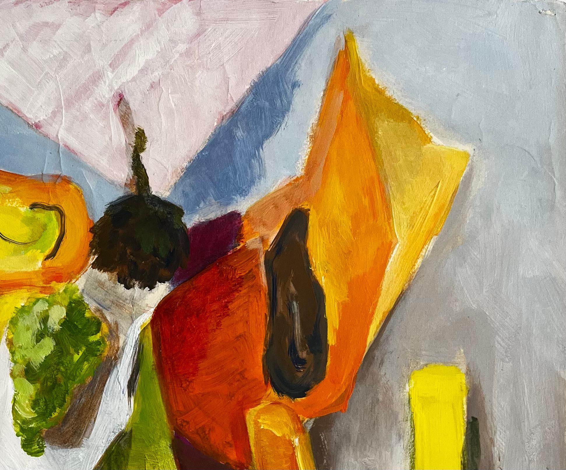 Nature morte abstraite aux légumes, courges, brocolis et courgettes Gouache - Moderne Painting par Guy Nicod