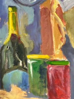 Champagne Bottles 1970's French Still Life Modernist Painting