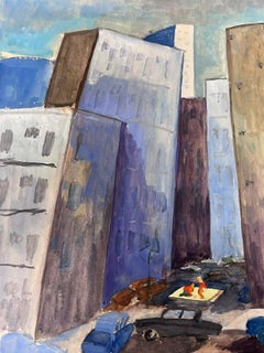City Skyscrapers Abstract French 20th Century Painting