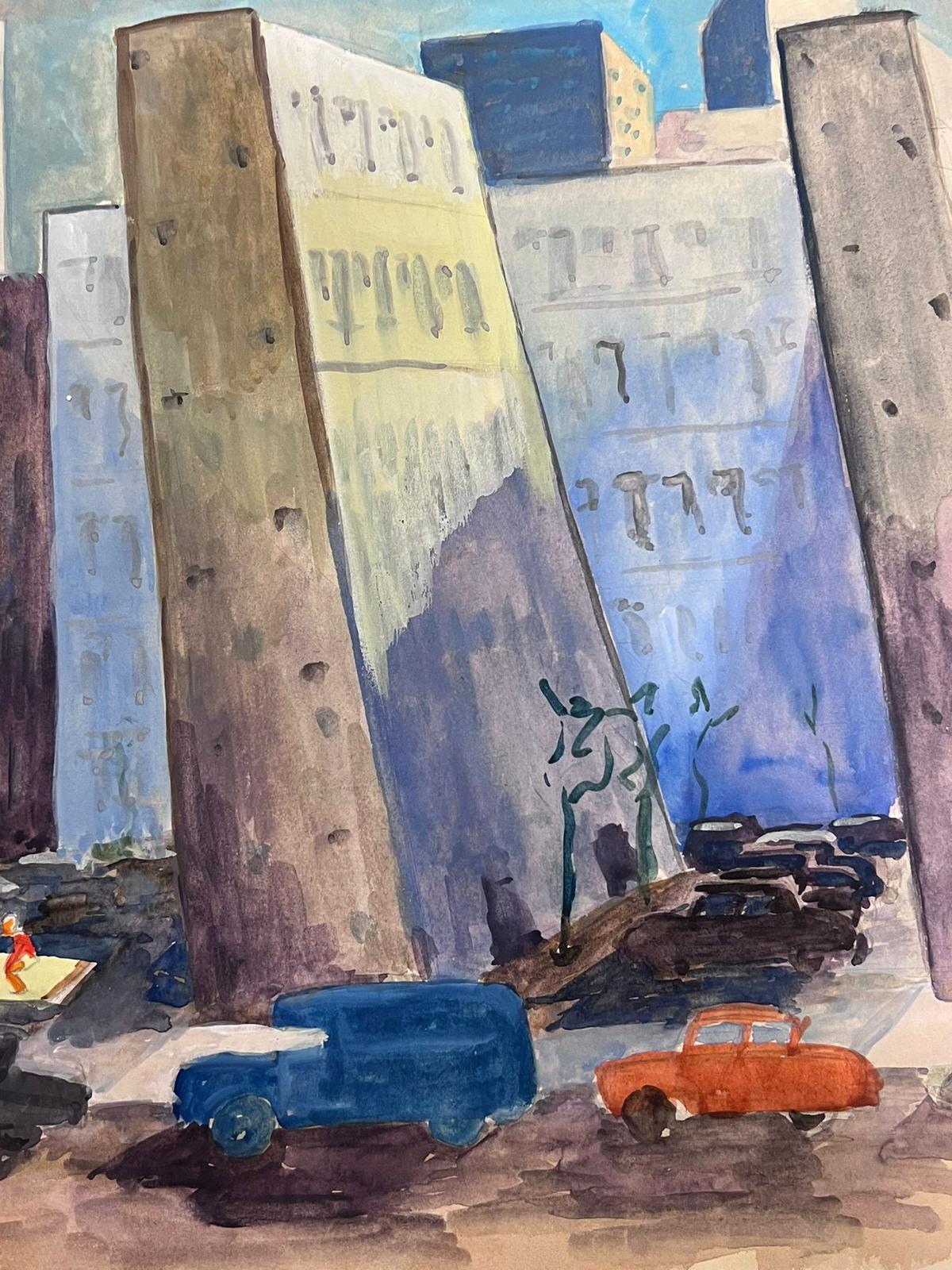 Peinture abstraite française du 20ème siècle - Gris Landscape Painting par Guy Nicod