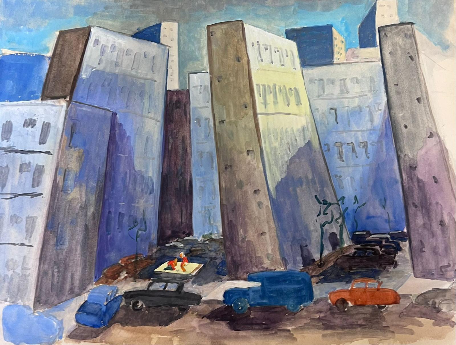 City Skyscrapers Abstract French 20th Century Painting