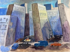 City Skyscrapers Abstract French 20th Century Painting