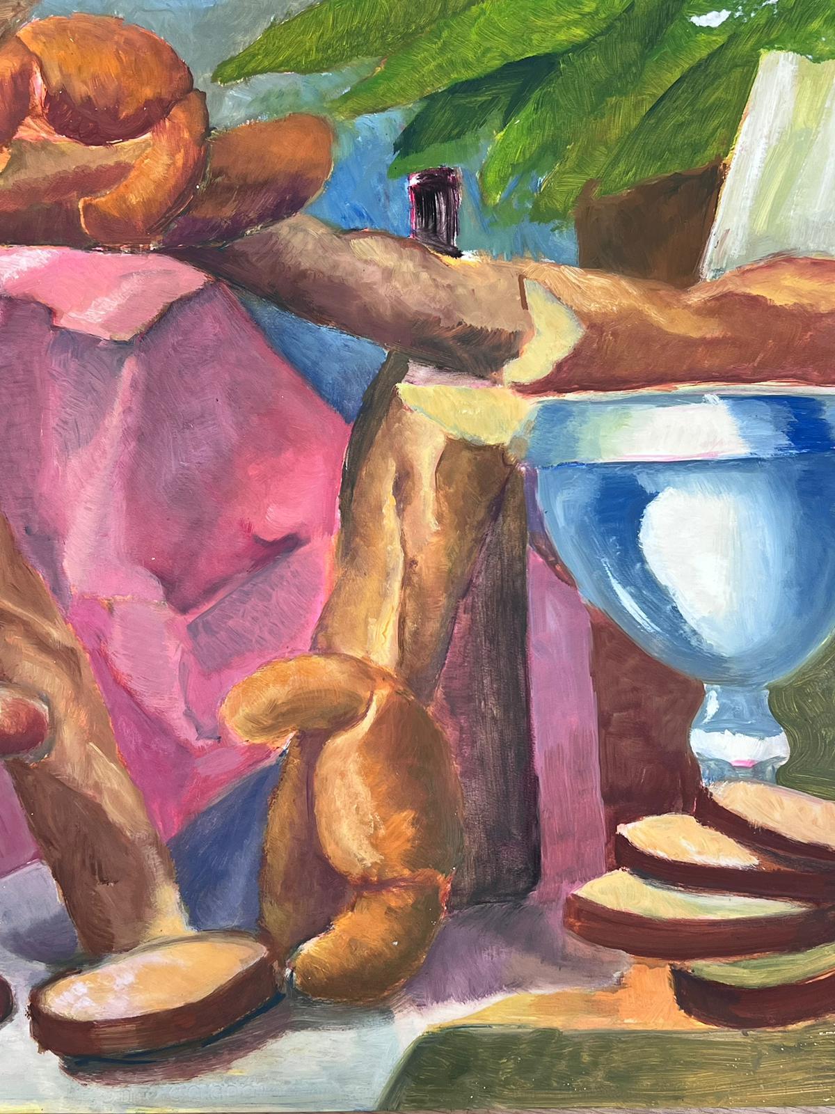 French 20th Century Modernist Painting Still Life Croissants and Baguettes  For Sale 2