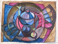 Pintura Modernista Francesa Siglo XX Bodegón Mesa Ornemants