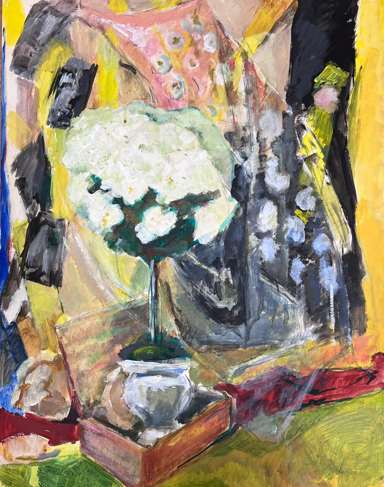 Französisches modernistisches Gemälde des 20. Jahrhunderts, Große weiße Pflanze in Vase, Stillleben (Moderne), Painting, von Guy Nicod