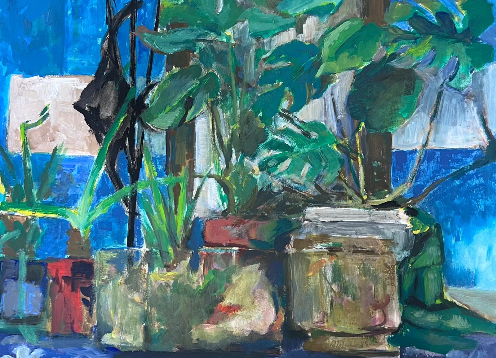 French 20th Century Monstera Deliciosa and Aloe Vera Plants Still Life - Modern Painting by Guy Nicod