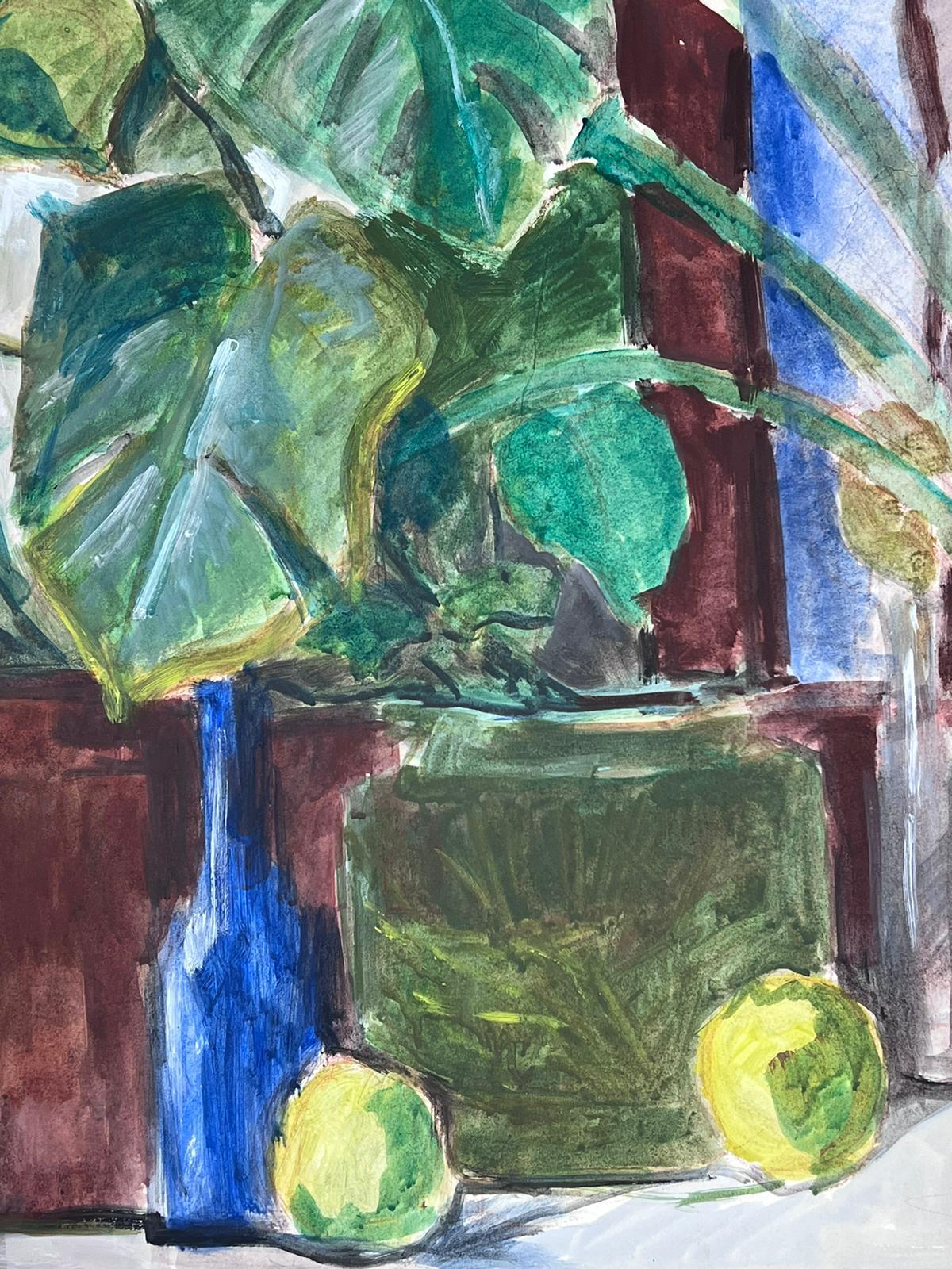 Plant and Bottles Still Life
by Guy Nicod
(French 1923 - 2021)
watercolour on artist paper, unframed
painting : 20 x 25.5 inches
stamped verso
provenance: artists estate, France
condition: very good and sound condition