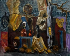 French Modernist Still Life with African Masks and Sculptural Forms