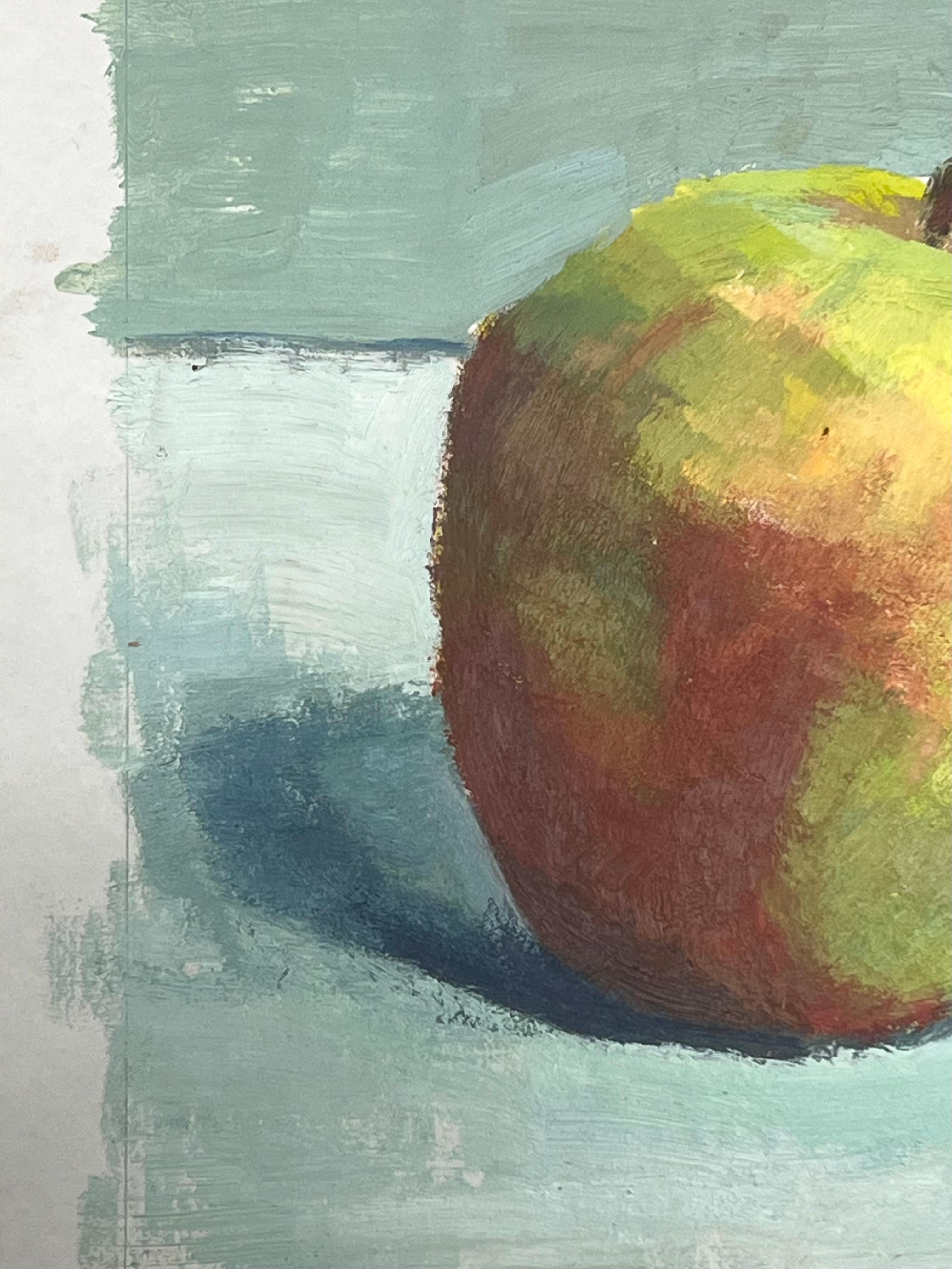French Oil Simple Still Life Painting of an Apple For Sale 2