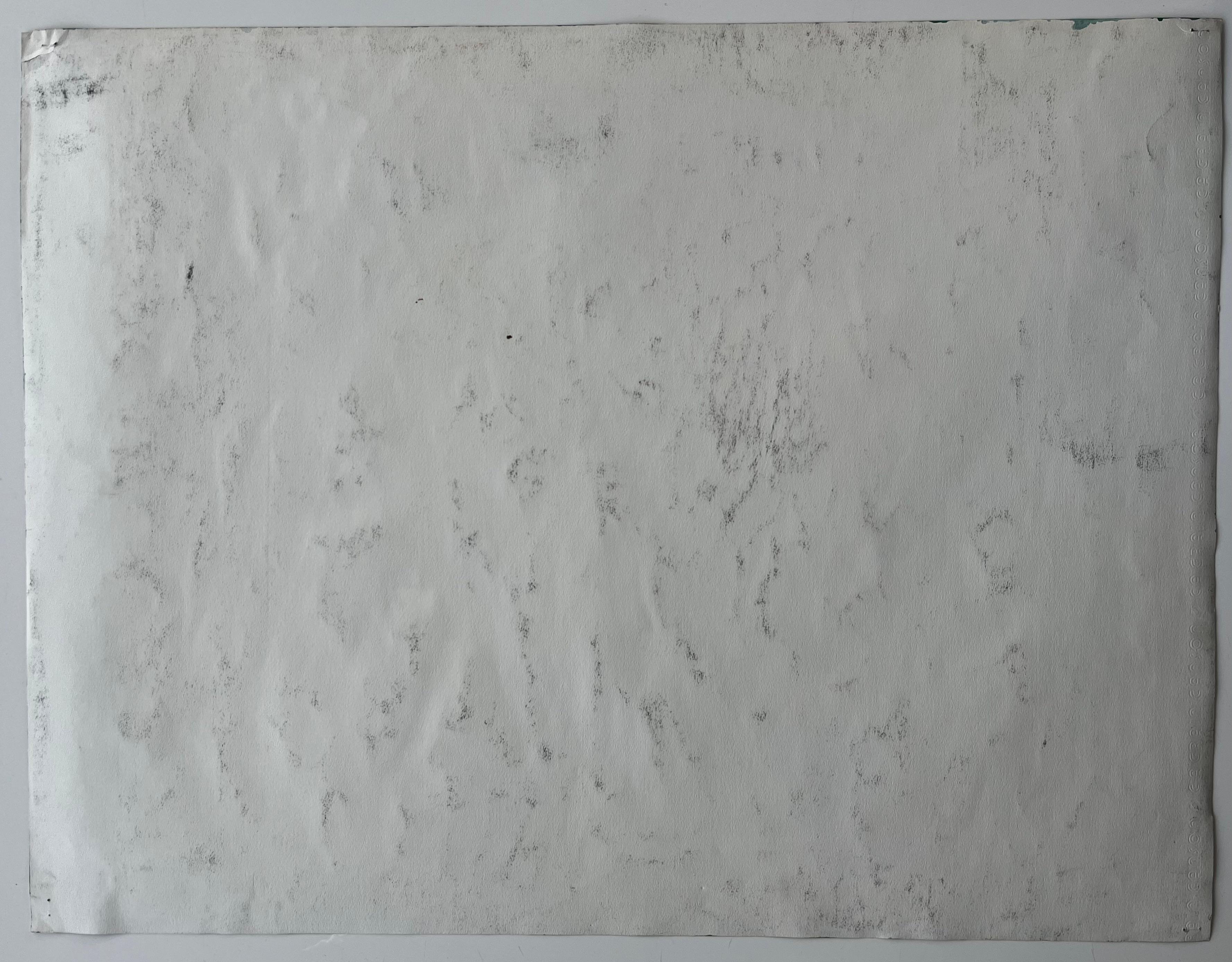 Papier journal de table vert et vases à fleurs Nature morte moderniste d'intérieur abstrait en vente 3