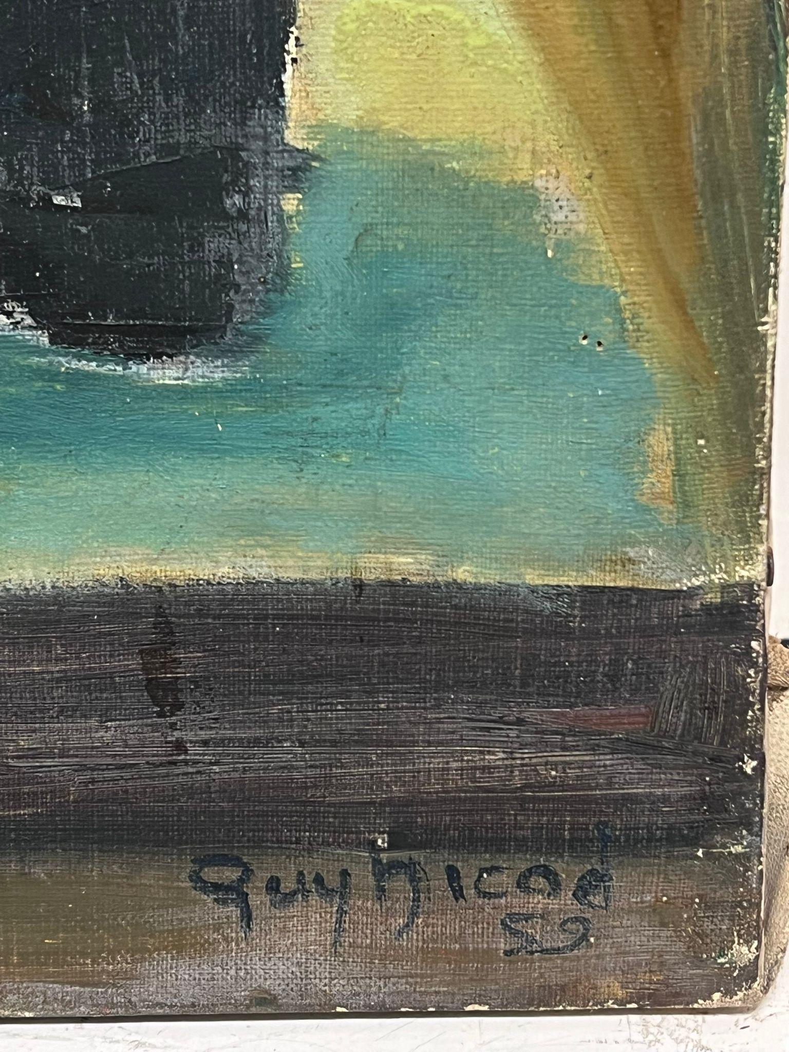 L'orchestre
signé par Guy Nicod
(Français 1923 - 2021)
huile sur toile, non encadrée
peinture : 32 x 40 pouces
provenance : succession d'artistes, France
état : très bon et sain