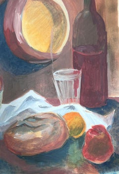 Jarra y Sartén Mesa de Cocina Bodegón Francés Pintura Modernista