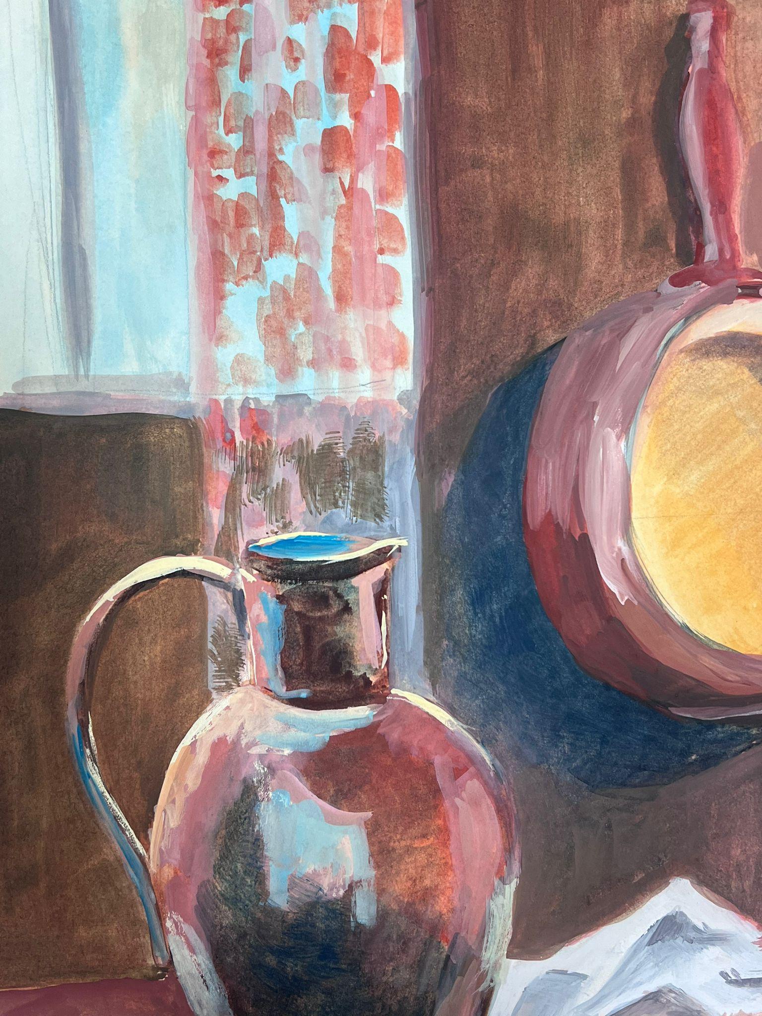 Jugs and Pan Kitchen Table French Still Life French Still Life Modernist Painting en vente 2