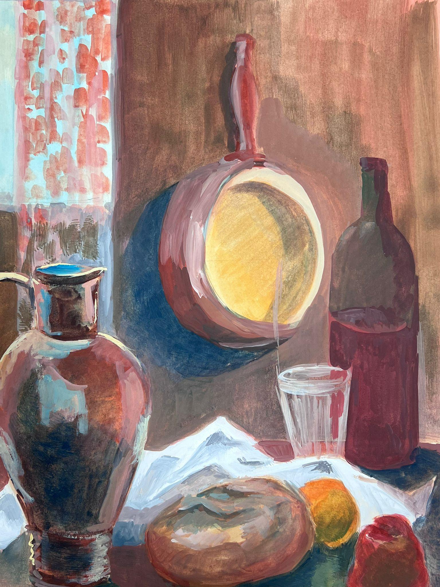 Jugs and Pan Kitchen Table French Still Life French Still Life Modernist Painting en vente 3