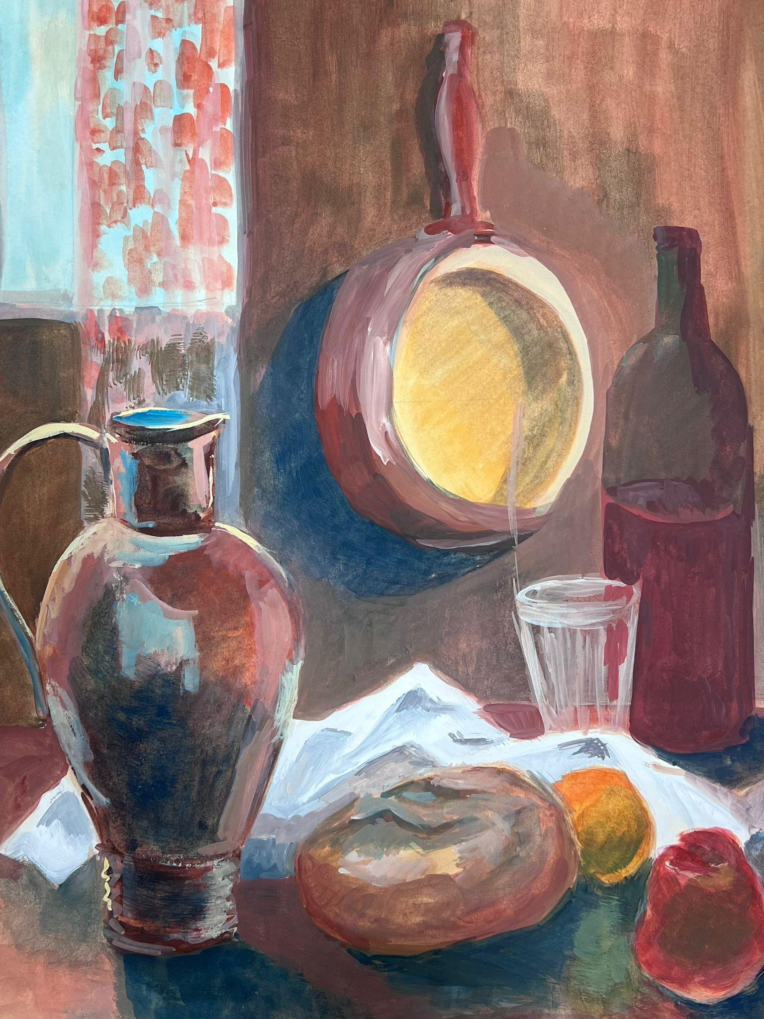 Jugs and Pan Kitchen Table French Still Life French Still Life Modernist Painting en vente 4