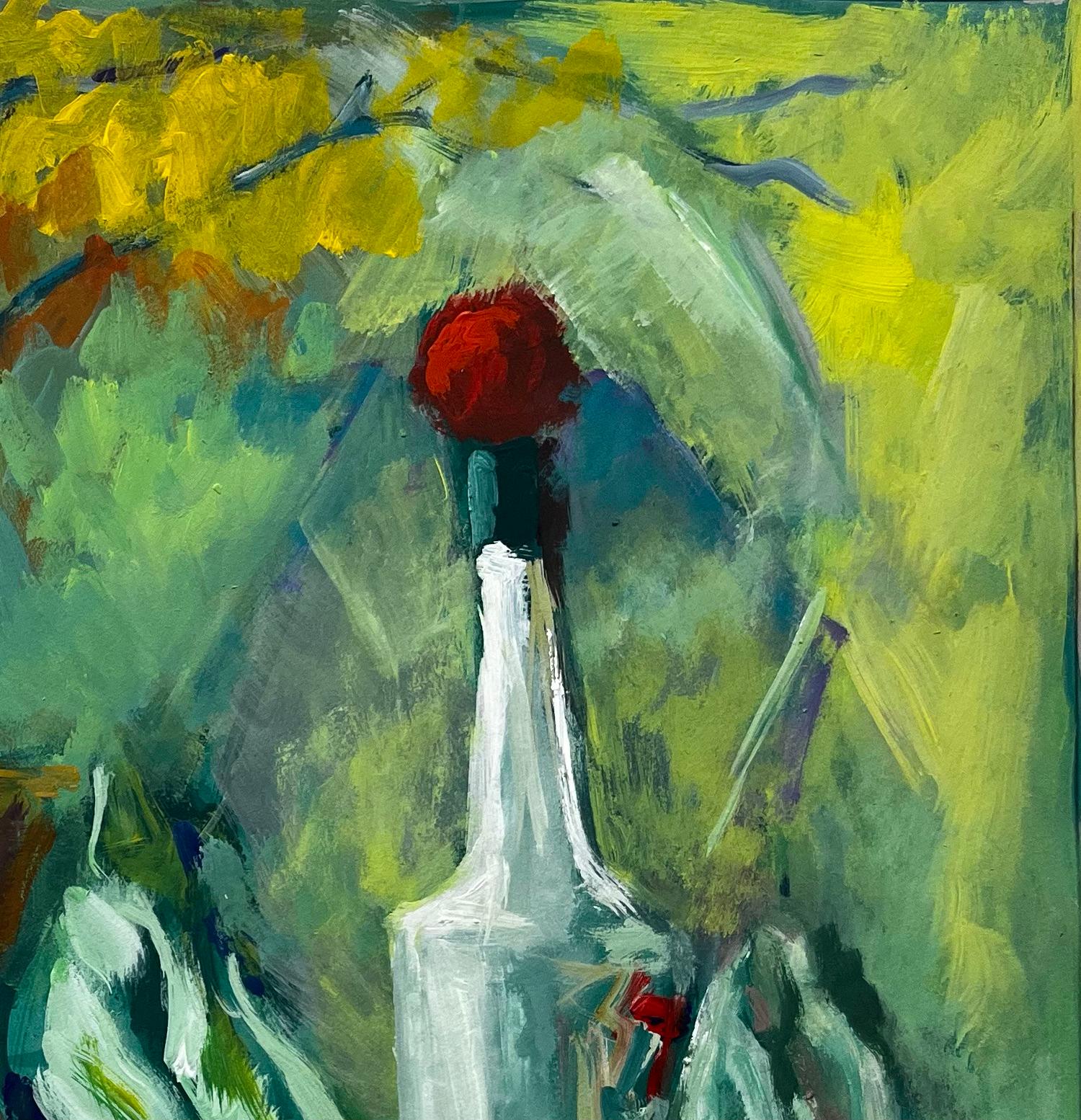 Nature morte moderniste française luxuriante avec bouteilles de citron et feuilles de chou en vente 1