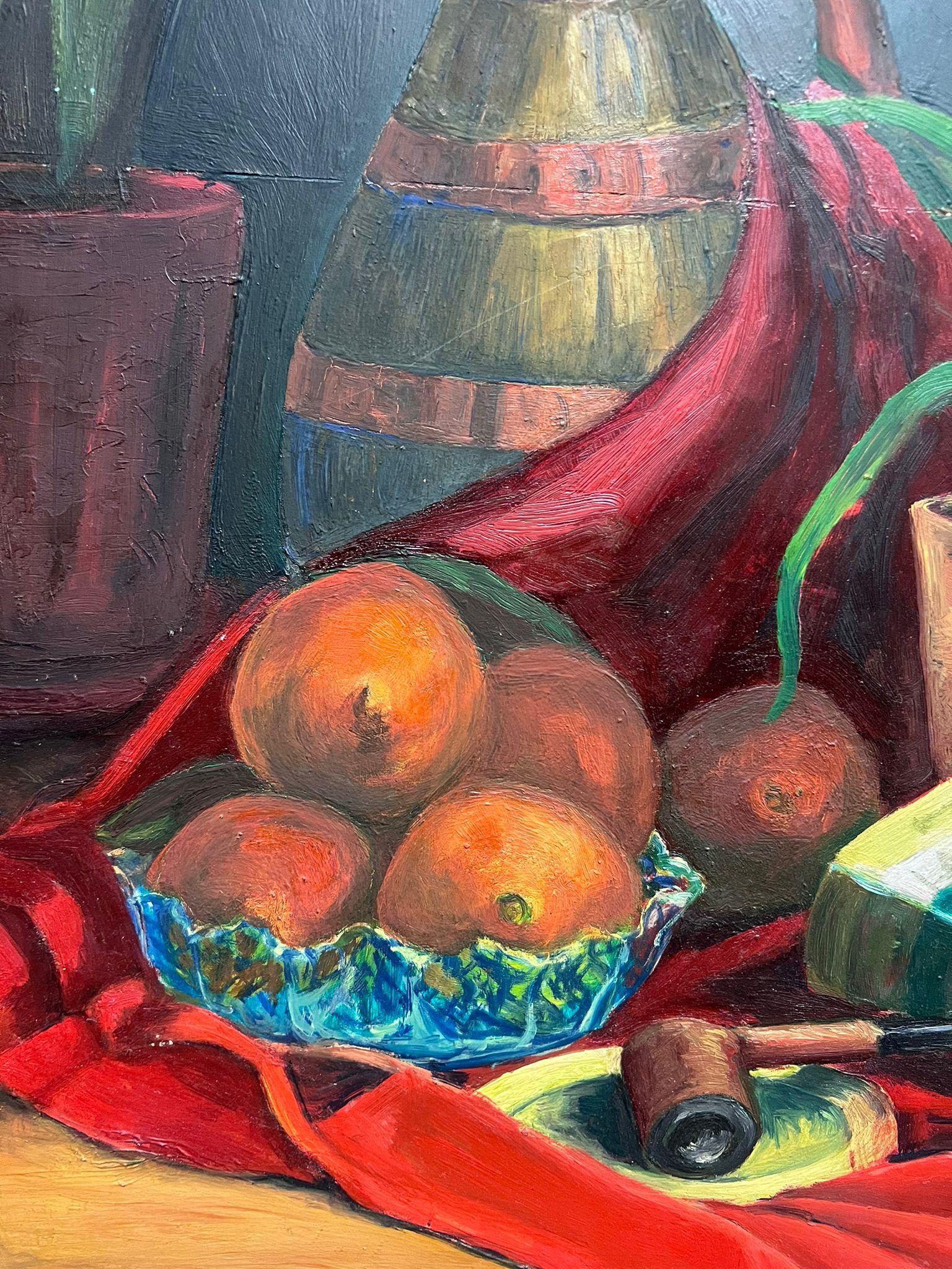 Natura morta interna
firmato da Guy Nicod
datato 1957
(Francese 1923 - 2021)
olio su tavola, senza cornice
dipinto: 19,5 x 24 pollici
provenienza: proprietà dell'artista, Francia
condizioni: ottime e solide condizioni, lievi graffi dovuti alla
