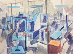 Französische Gemäldefiguren aus der Mitte des 20. Jahrhunderts, die in der Fabrik, postimpressionistisch