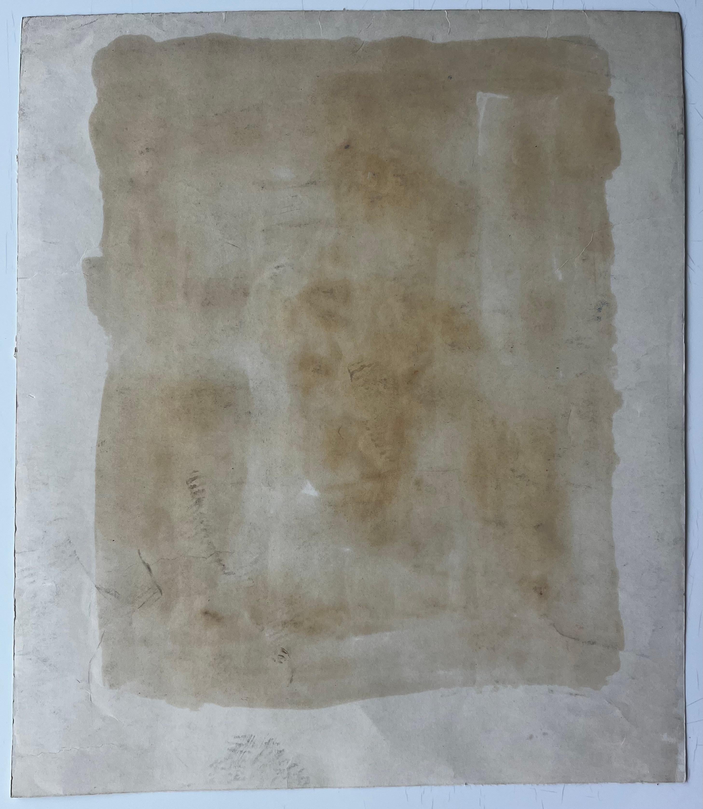 Sitzender Frauenakt Modernistische Studie Französische Gouache-Malerei in kräftiger Grundfarbe im Angebot 3