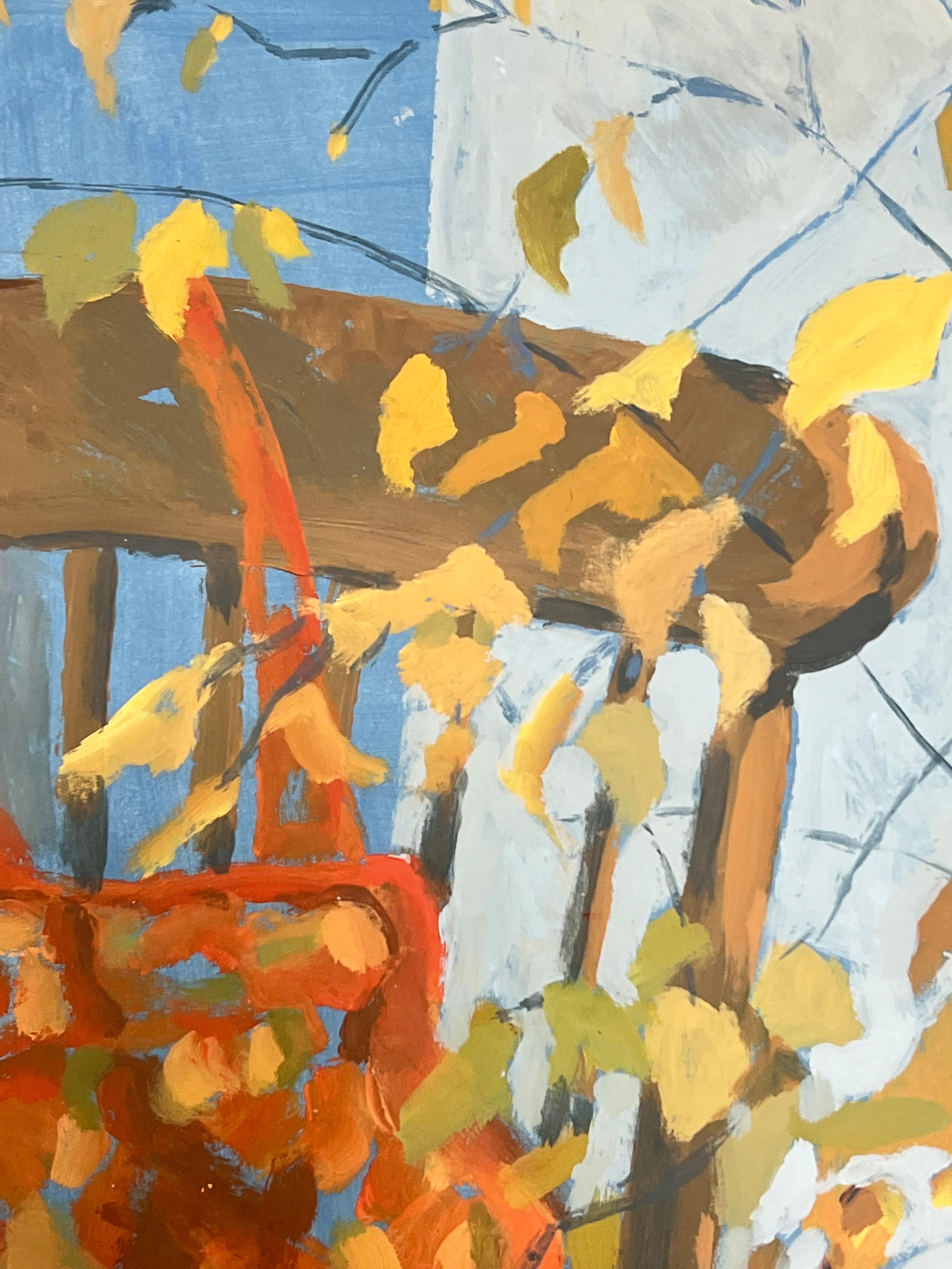 Still Life with Autumn Leaves
Guy Nicod (French 1923 - 2021)
gouache on artist paper, unframed
painting : 25.5 x 18 inches
provenance: artists estate, France
condition: very good and sound condition