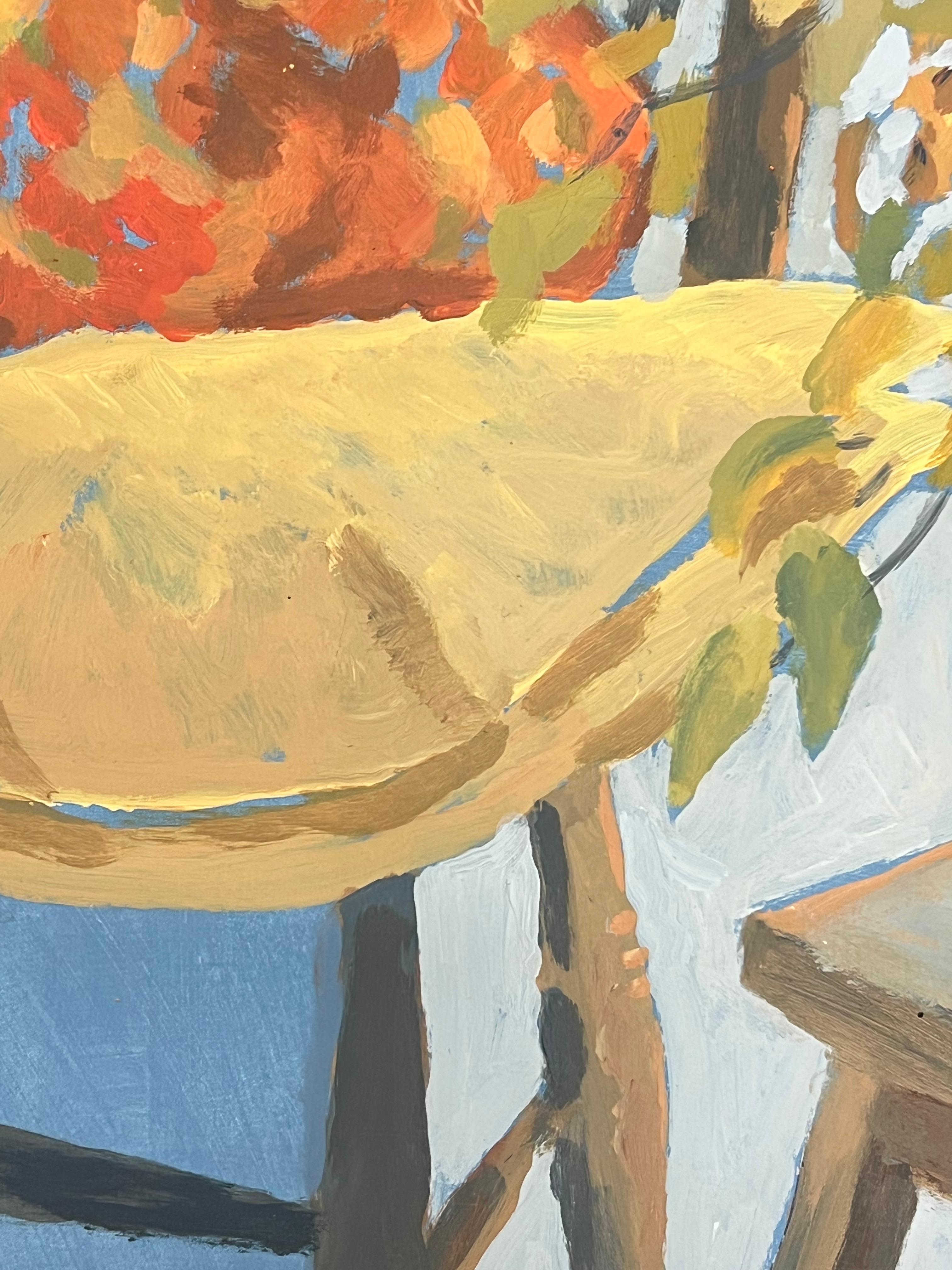 Still Life with Autumn Leaves , Chair and Decorative Pot French Oil For Sale 1