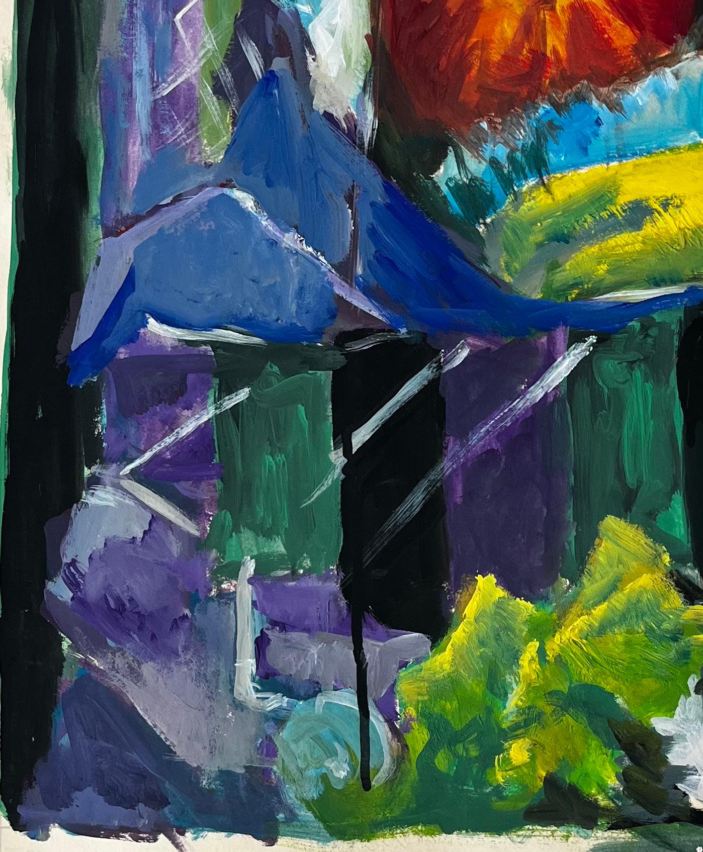 Stilleben mit Bananen, Lauch und Kürbis Französische Gouache der Moderne im Angebot 2