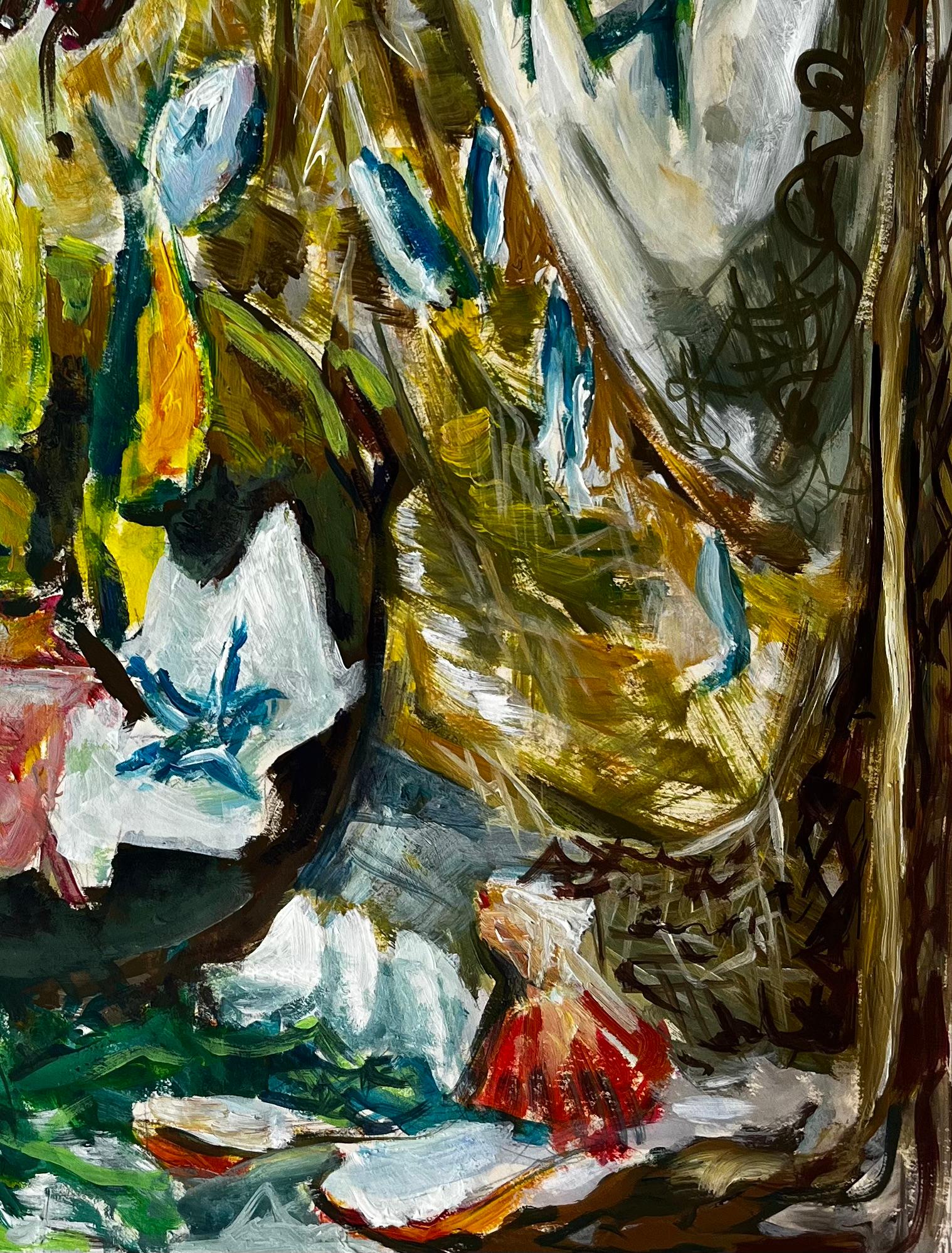 Still Life with Shells and Yellow Birds French Modernist Gouache For Sale 1