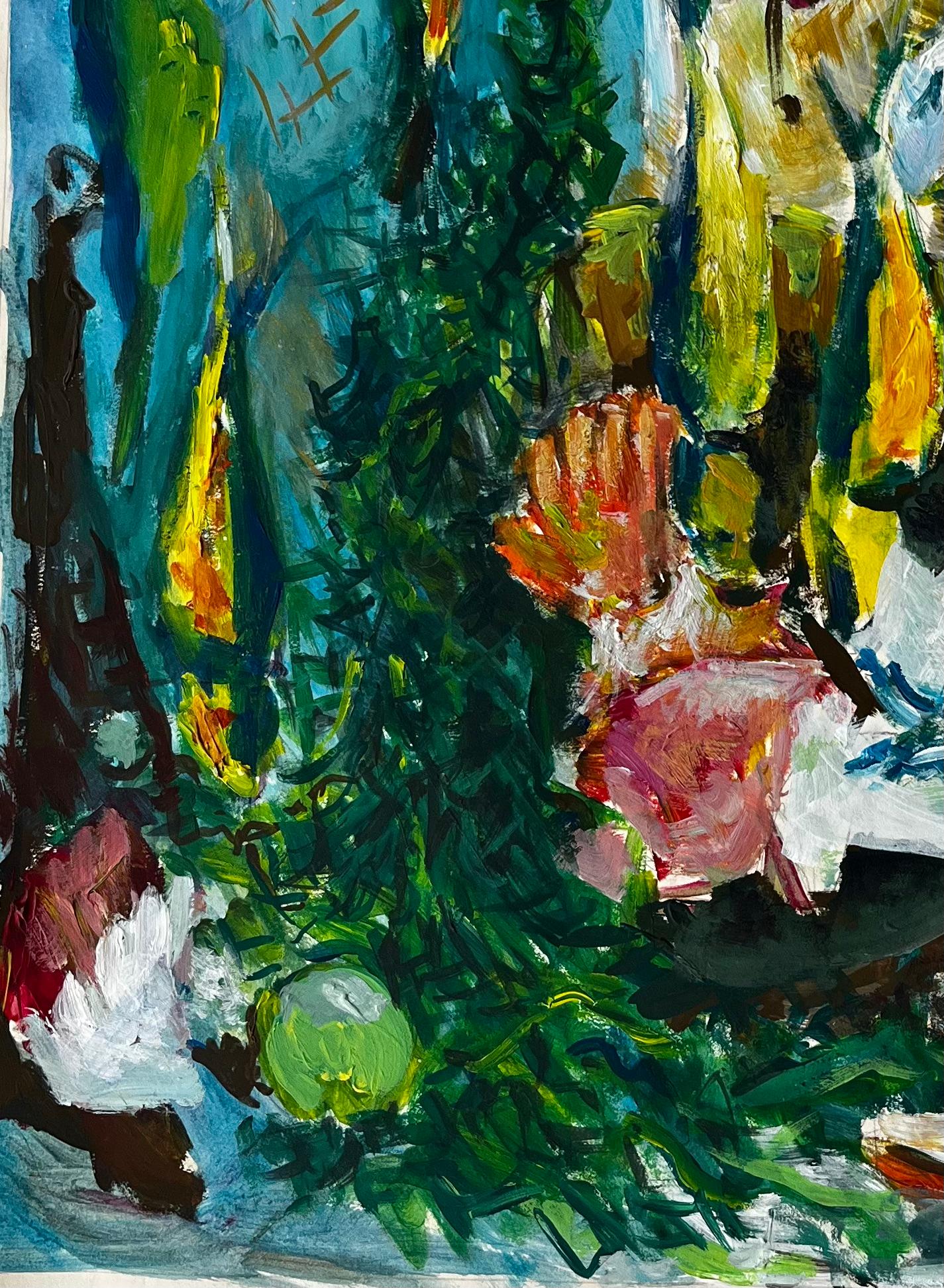 Still Life with Shells and Yellow Birds French Modernist Gouache For Sale 2