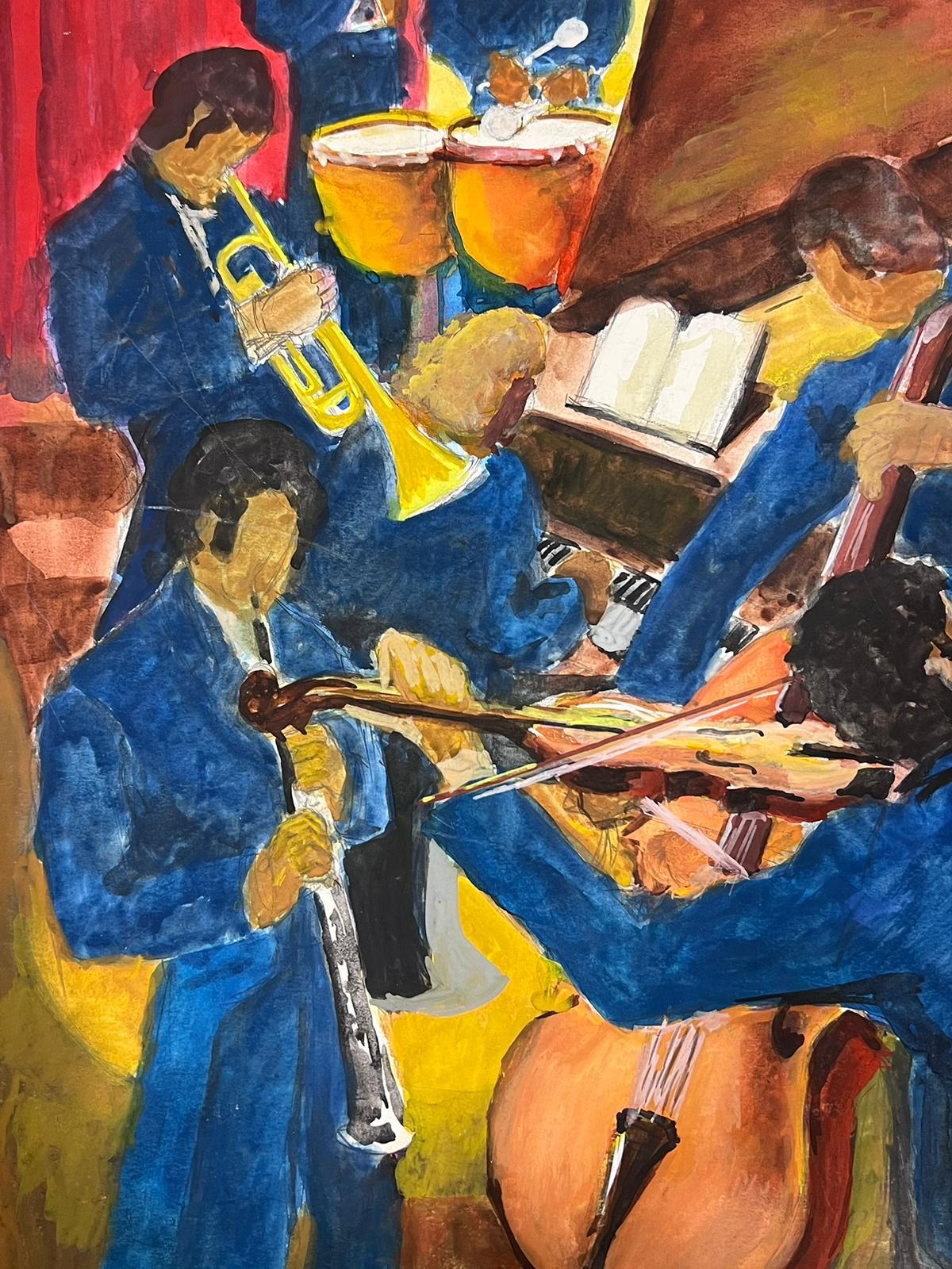 La Orquesta Jazz Band Soberbia Pintura Modernista Francesa del Siglo XX - Painting de Guy Nicod