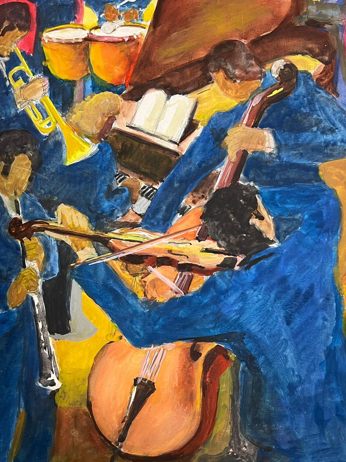 The Orchestra Jazz Band Superb 20th Century French Modernist Painting - Black Figurative Painting by Guy Nicod