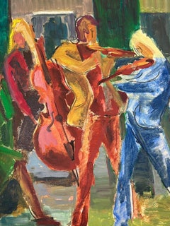 The String Band Performing In Street  20th Century French Modernist Painting