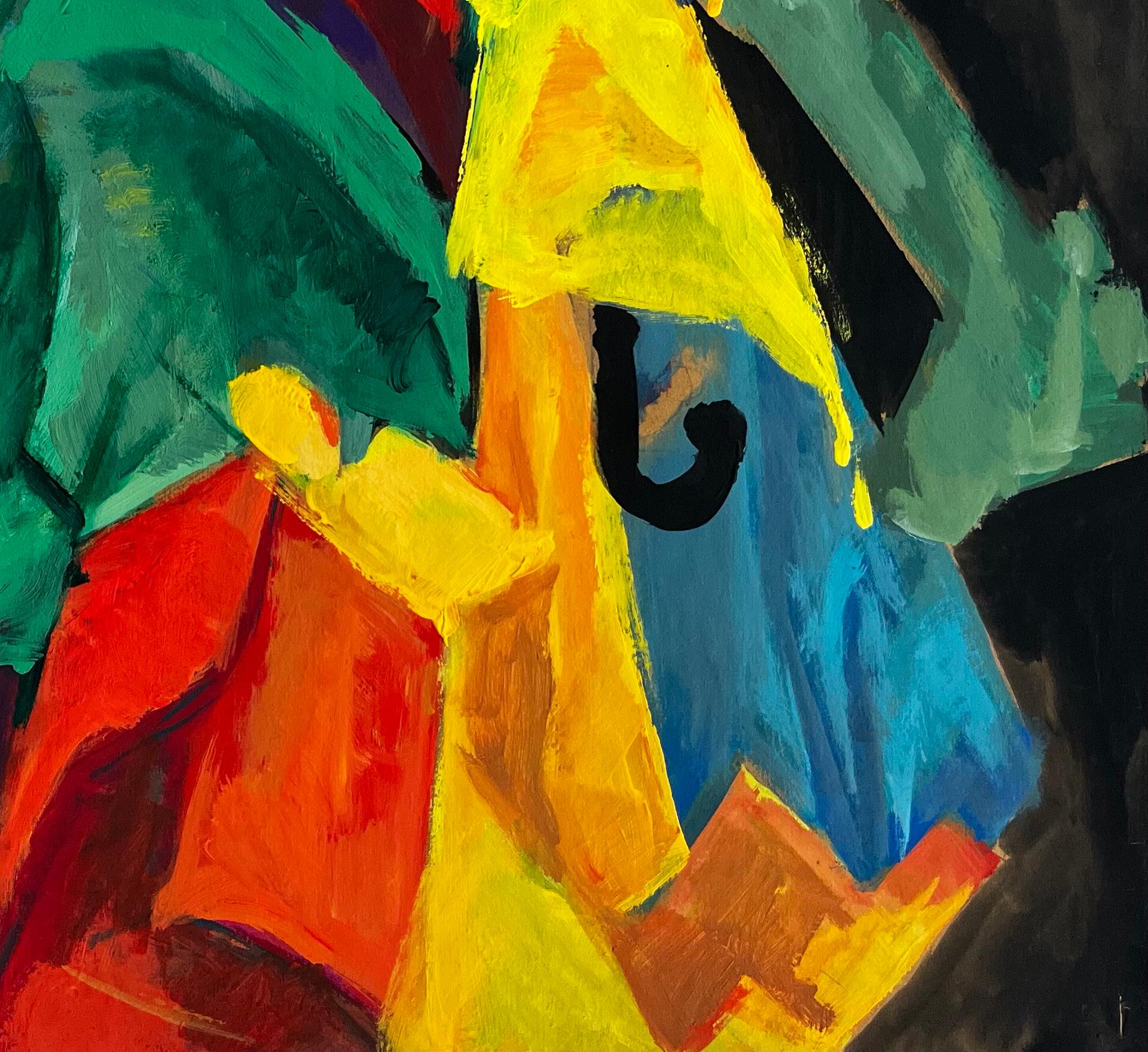 Lebendige abstrakte expressionistische Farbfeld Französisch Modernist Gouache (Moderne), Painting, von Guy Nicod