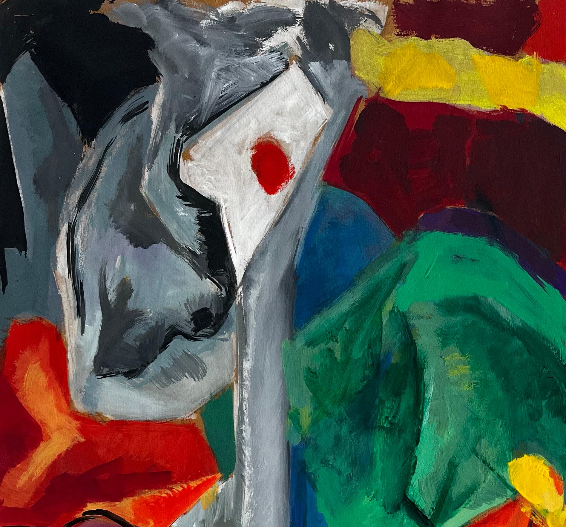 Lebendige abstrakte expressionistische Farbfeld Französisch Modernist Gouache im Angebot 1